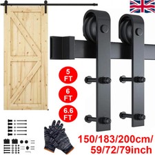 5/6/6.6FT Sliding Wood Barn Door Track System Kit Hardware Set Stainless Steel