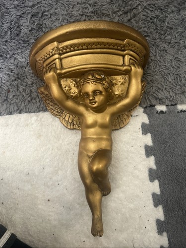 Vintage gilded plaster cherub - gilded,