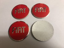 4x Sticker Fiat Wheel Centre Cap Emblem Decal 56mm Red / Silver Stickers