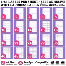 A4 Address Labels Sticker Self Adhesive White Paper Sheets Laser Printer Inkjet