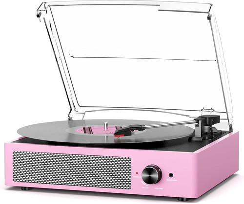 Vinyl record player with - record,