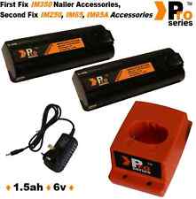 2 x Batteries/Charger Set for Paslode IM350 6v 1.5ah (nickel metal hydide)