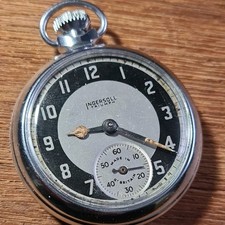 Vintage Chrome Ingersoll Triumph Pocket Watch Working c1970