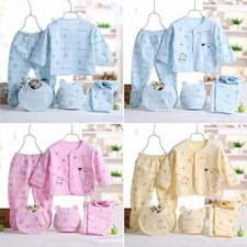 Newborn 0-3 Months T-shirt Top+Pants Set Baby Boy Girls Outfit Kids Clothes 5pcs