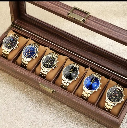 Set golden quartz watch - 6p/set,