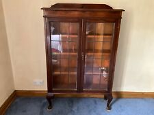VINTAGE - Glass Fronted Paneled Display Cabinet/Medium Oak “FOR COLLECTION ONLY”