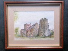 Contemporary Watercolour Painting, "St, Mary's Church & Roman Lighthouse" Dover