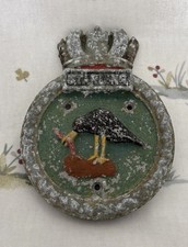 VINTAGE HMS STARLING U66 ROYAL NAVY WAR BATTLE SHIP METAL CREST WALL PLAQUE WWII