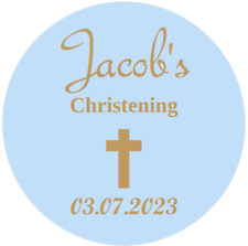 48 Personalised Baptism Stickers Christening Sweet Bag Seals 40mm Cone Labels