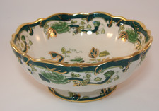 Masons Ironstone Mandalay Chartreuse 8" Footed Serving Fruit Bowl 80s Excellent