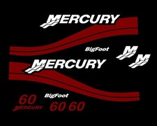 MERCURY 60HP Bigfoot Boat Outboard Decal Kit Pontoon Fishing Cowling Burgundy