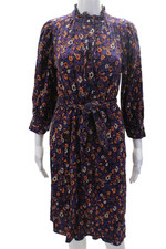 Antik Batik Womens Long Sleeve Floral Dress Purple Size 38