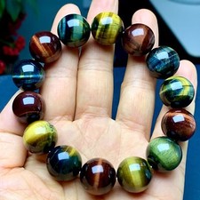 85G Natural Double Blue-Yellow Tiger's eye Crystal Beads Bracelet