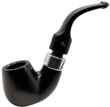 Peterson Deluxe System 'Ebony' Silver Mounted Medium Bent Billiard Pipe (20s-A)
