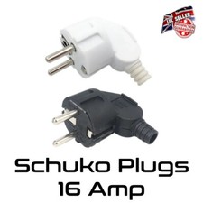 Euro Plug Schuko European Heavy Plug Top Connector 16 Amp Whi &  Blk *Uk*