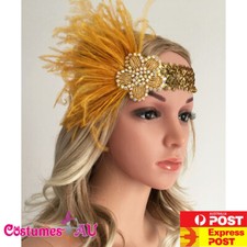 1920s Headband Gold Feather