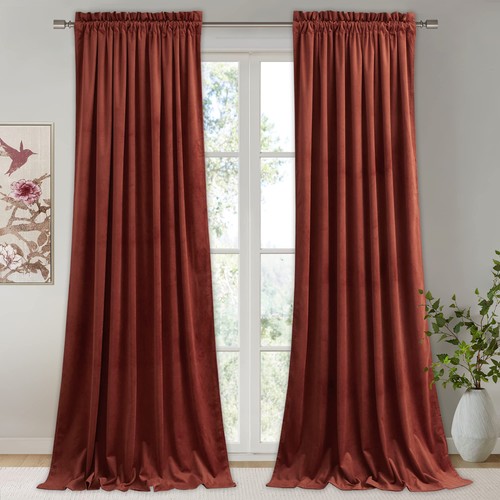 Rust velvet curtains 108 - rust, 108"