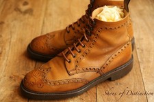 Joseph Cheaney Tweed Tan Leather Derby Brogue Boots Men's UK 9 F US 10 EU 3