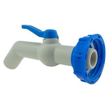 IBC S60X6 Water Tank Extended Tap Spout Angled Oil Outlet 32mm Nozzle, PTFE Tape