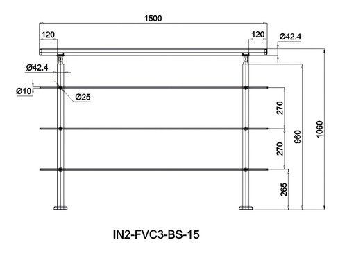 Handrail 240cm long stair - ,