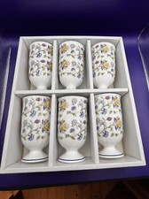 Minton Tumblers HADDON HALL BLUE Footed 6oz Fine Bone China 6PCS/SET England