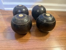 4 Antique Lawn Bowling Balls, Bowls, Made in Glasgow Scotland, Thomas Taylor