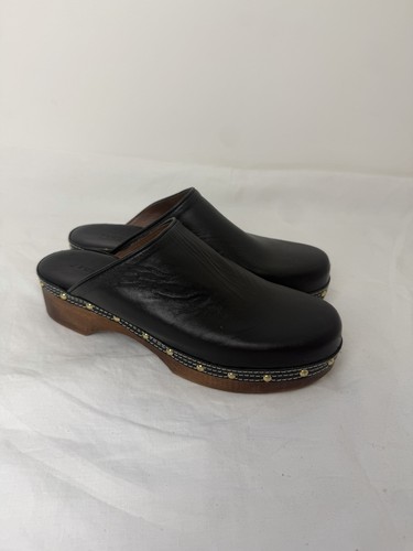 Jigsaw black leather clogs - black,