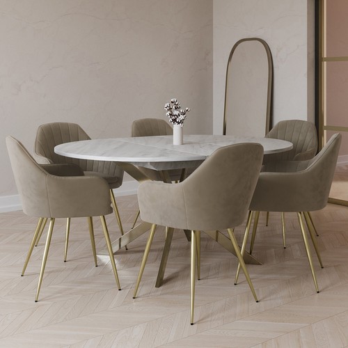 White marble effect - marble, round