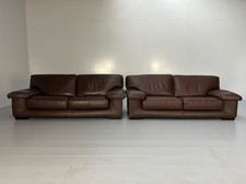 Pair of Roche Bobois "Ascot" Sofas  - In Dark Brown Leather