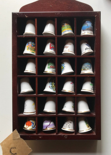 Wooden thimble display - thimble,