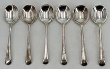 RYALS SILVER PLATED SOUP SPOONS X 6 Old English A1 EPNS