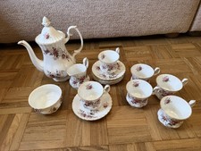 A Stunning Royal Albert Bone China Lavender Rose 15 Piece Coffee Set