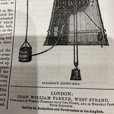 Antique Print 1839 - DIVING