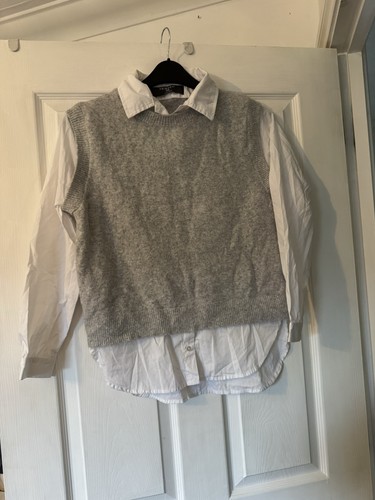Primark grey white collared - grey/white,