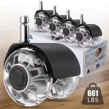 5 Pack Rollerblade Office Chair Wheels Replacement 2" Rolling Casters Set Black