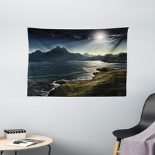 Fantasy Wide Tapestry Mountains with Sun Beams