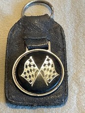 VINTAGE LES LESTON LEATHER KEYRING KEY FOB MINI BMC FORD VAUXHALL AUSTIN