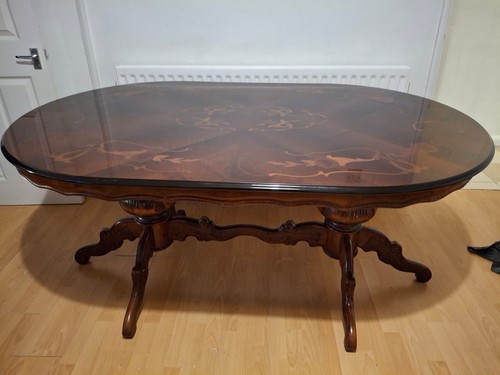 Large oval walnut dining table - oval,