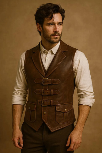 Vintage steampunk leather vest - vintage,