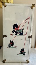 Vintage Cass Toys Metal Doll Trunk Wardrobe 1950s w/Scottish Terriers 18”H