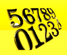 Self Adhesive Plastic, Door Numbers Chrome Finish 2" inch, Number Letter House