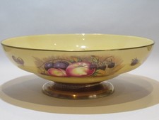 AYNSLEY LARGE SIGNED 26 CM 'ORCHARD FRUIT' FOOTED BOWL - CIRCA 1940