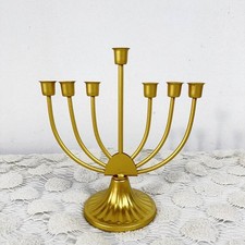 Bougeoir 9 branches vintage menorah en fer pour décorations Hanoukka métal dor
