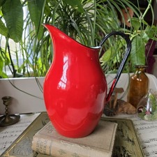 Vintage Enamel Jug Pitcher Red
