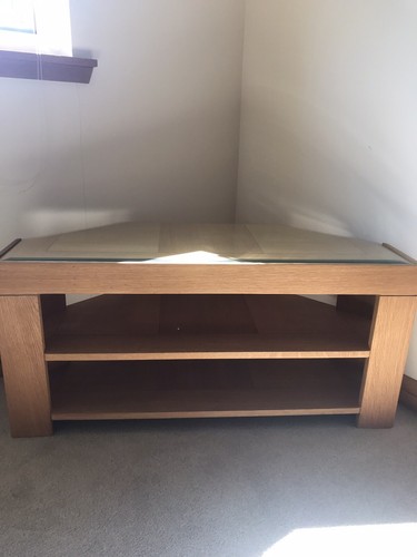 Solid oak corner unit glass - tv,