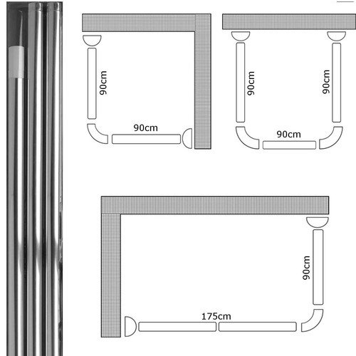 Chrome l shape shower - &,