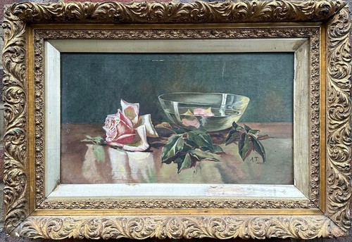 Antique still life oil - still,