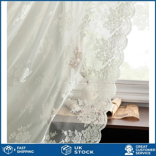 Ivory floral lace curtains - lace,