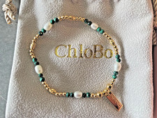 New ChloBo Harmony pearl & Malachite bracelet  925 & Gold Plate Rrp £74