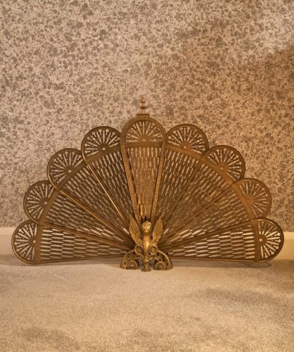 Victorian brass peacock fan - victorian,